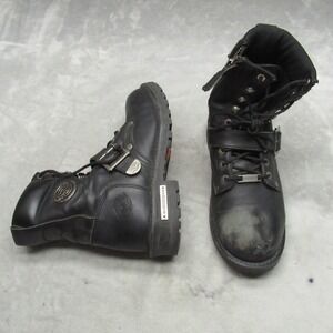 Milwaukee Leather Men 9.5 Biker Boot Blk Leather Zip Buckle Moto Riding Engineer